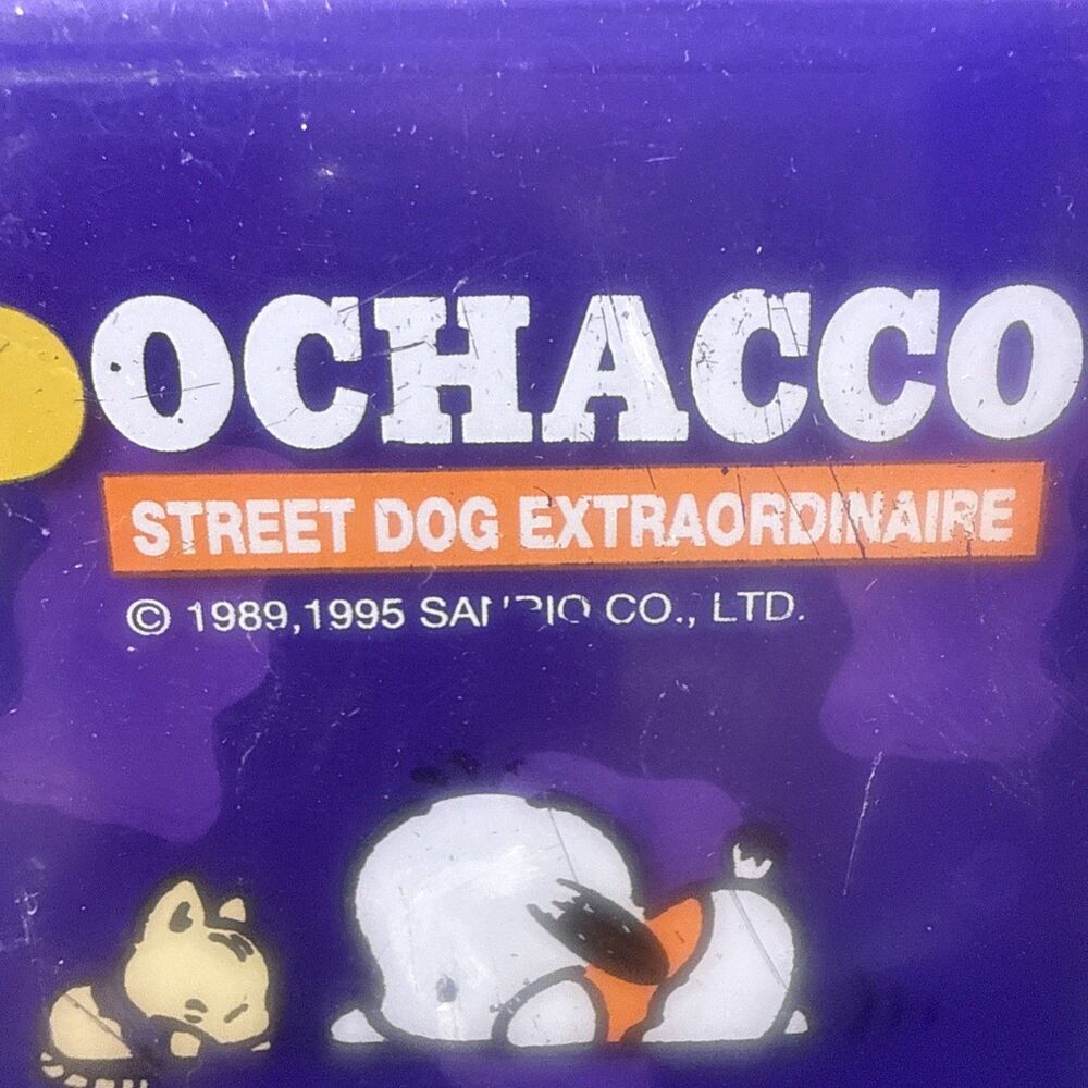 Pochacco Plastic Pencil Case Box Organizer Tray 1995 Sanrio Vintage Purple